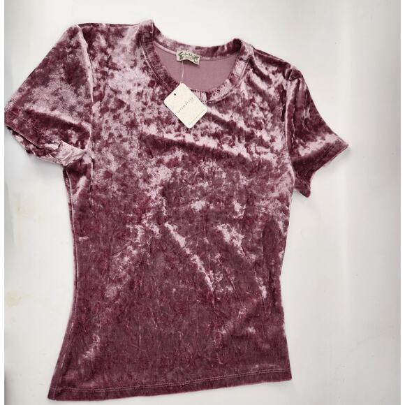 Free People Intimately Velvet Baby Tee Womens XS Pink Crew Neck Short Sleeve Top - Picture 3 of 10
